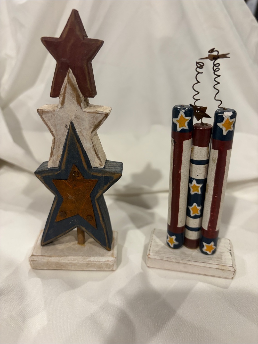 Rustic Wooden Star Trio Tabletop Decor - Red, White, Blue